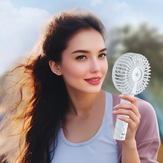 Portable Desk Fan with Base 3 Speed Adjustable Summer Handheld Cooling Fan USB Rechargeable Quiet Travel Office Outdoor Personal Fan