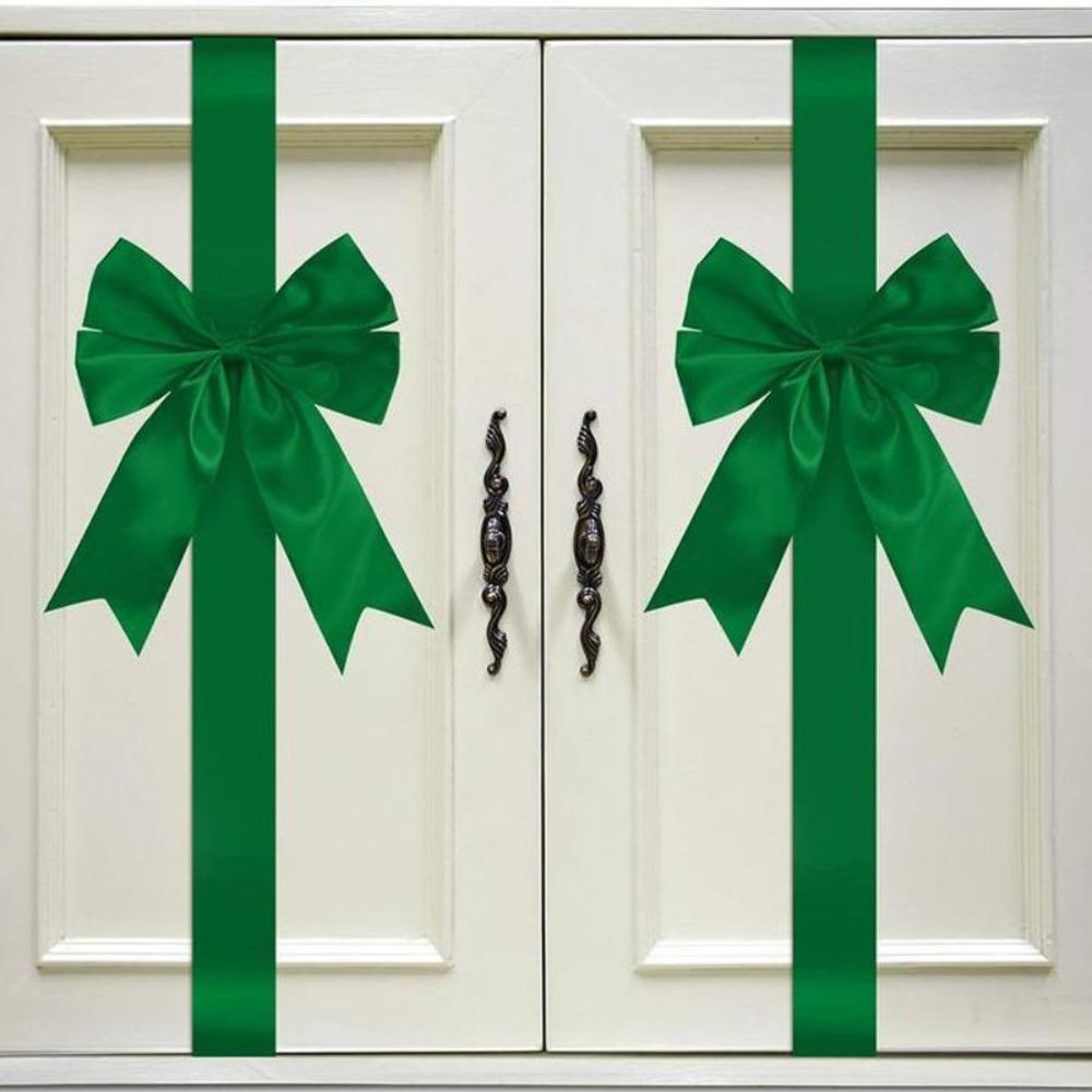 Large Size Christmas Cabinet Door Ribbon Bow Green/Red Window Bow Gift Wrapping Bow Wedding