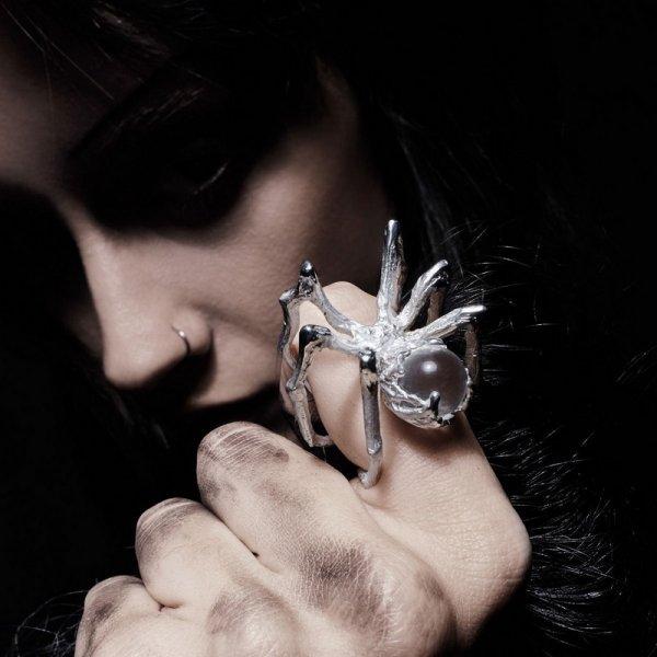 Vintage Gothic Spider Webs Lizard Animal Ring For Men Antique Silver Color Wide Opening Ring Punk Jewelry Party Gift