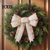 Reusable Holiday Party Supplies Christmas Bows for Wreath, Merry Craft Bow Ornaments, Winter Tree Door Window Ornaments Decoration Tree, Front