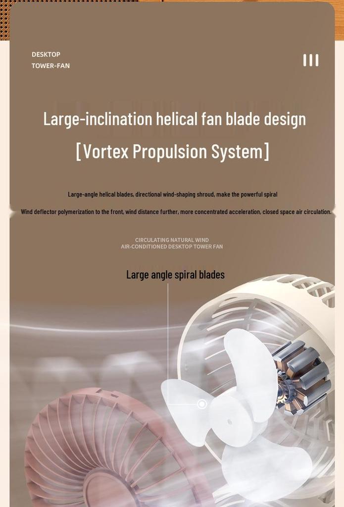 Wireless Dual-Head USB Desktop Fan - Compact, Long Battery Life for Home Use