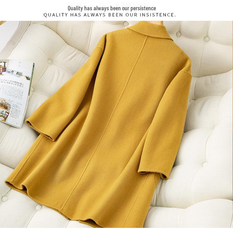 New Autumn/Winter Double-Faced 100% Wool Coat with Peter Pan Collar - Mid-Length, Loose Fit, Fashionable Temperament Overcoat