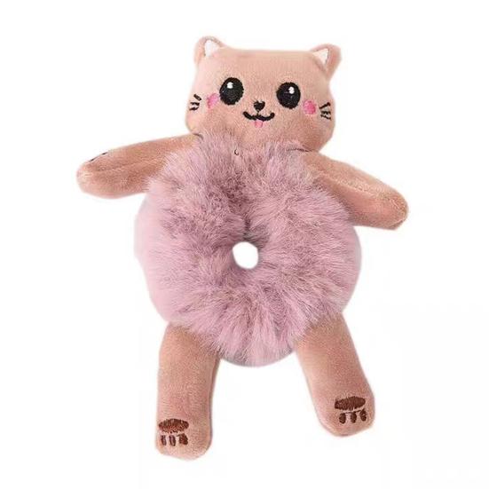 

Hair Tie Soft Plush Material Cartoon Frog Panda Animal Shapes Elastic Hair Rope Women Hair Accessories Cat