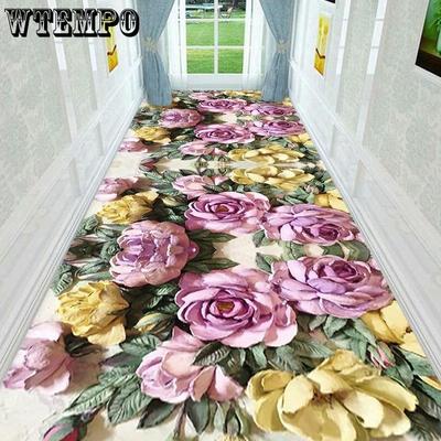 3D Teppich Flur Korridor Teppich Blume Grasweg Speisesaal Küche Teppich Rutschfest Wohnzimmer Bereichsteppich