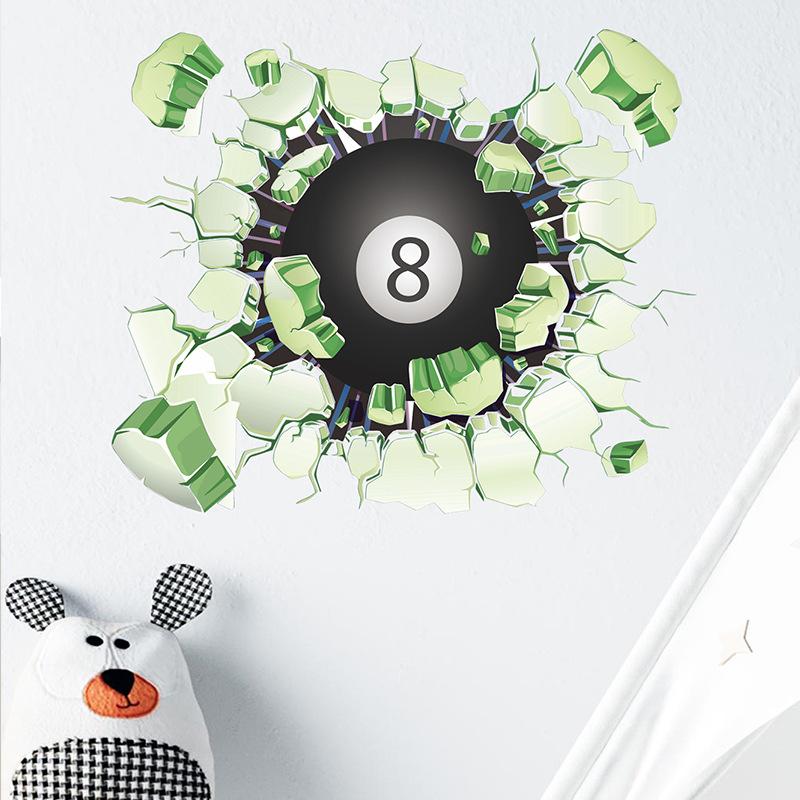 Breaking Through Wall Ball Sports Sticker Basketball Pool Soccer for Bedroom Home Decor Removable Decal