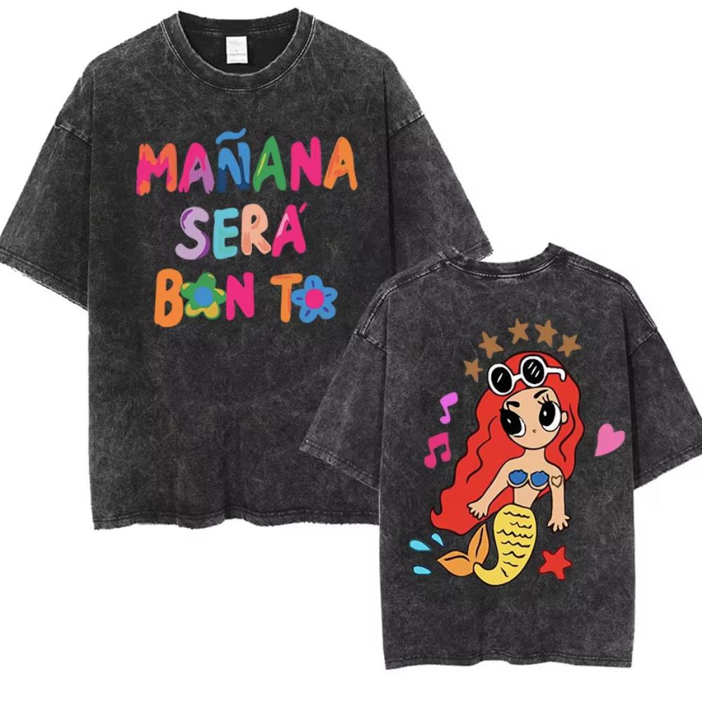 Retro Karol G Manana Sera Bichota Print T Shirt Men Women Vintage Washed High Quality TShirt Fashion Harajuku Oversized TShirts