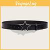 Casual Leather Belt With Alloy Snap Closure And Star Embellishments For Young Adults