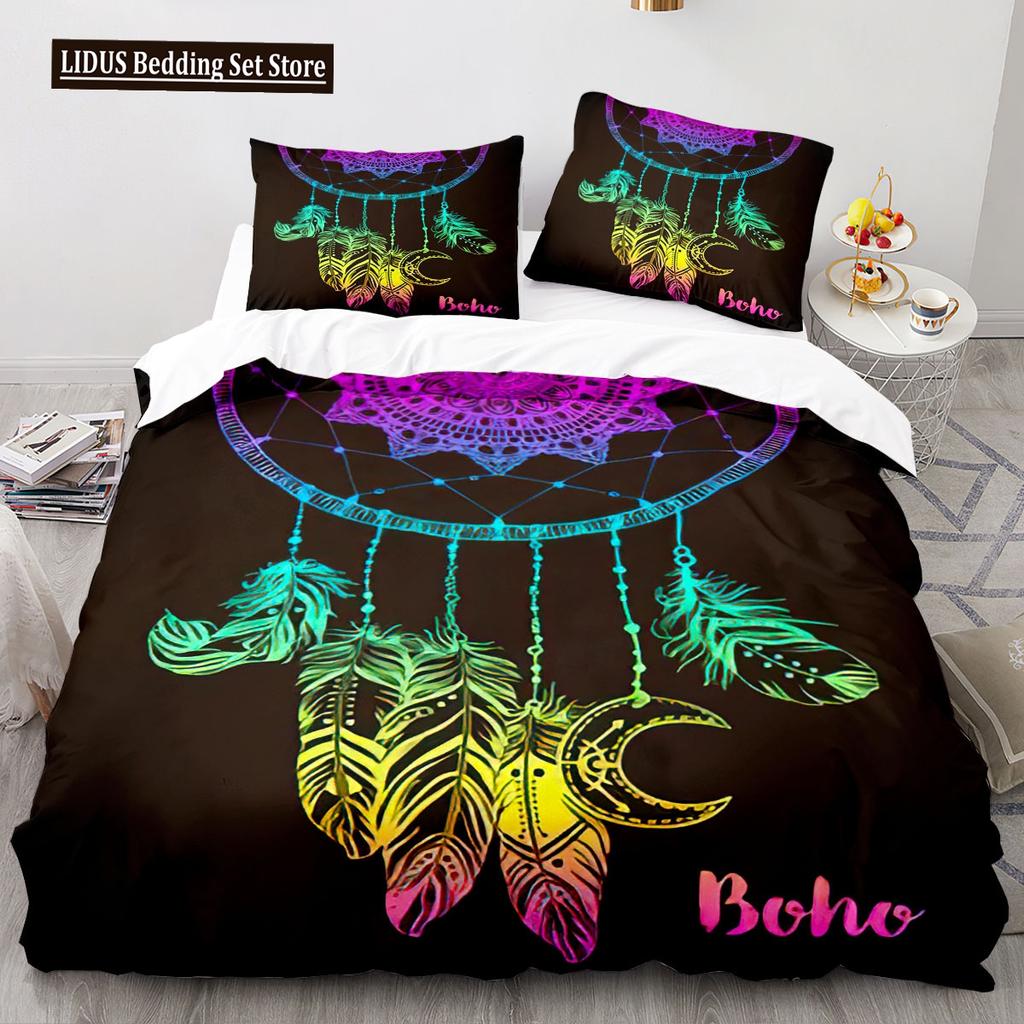 Dreamcatcher Duvet Cover Set 3D Print Feather Sun Moon Polyester Comforter Cover King Queen Twin Full Size For Kids Boys Girls