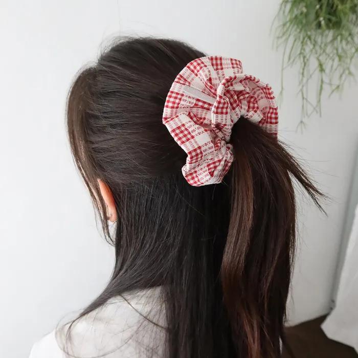 baby scrunchie baby scrunchie (check_red lace)