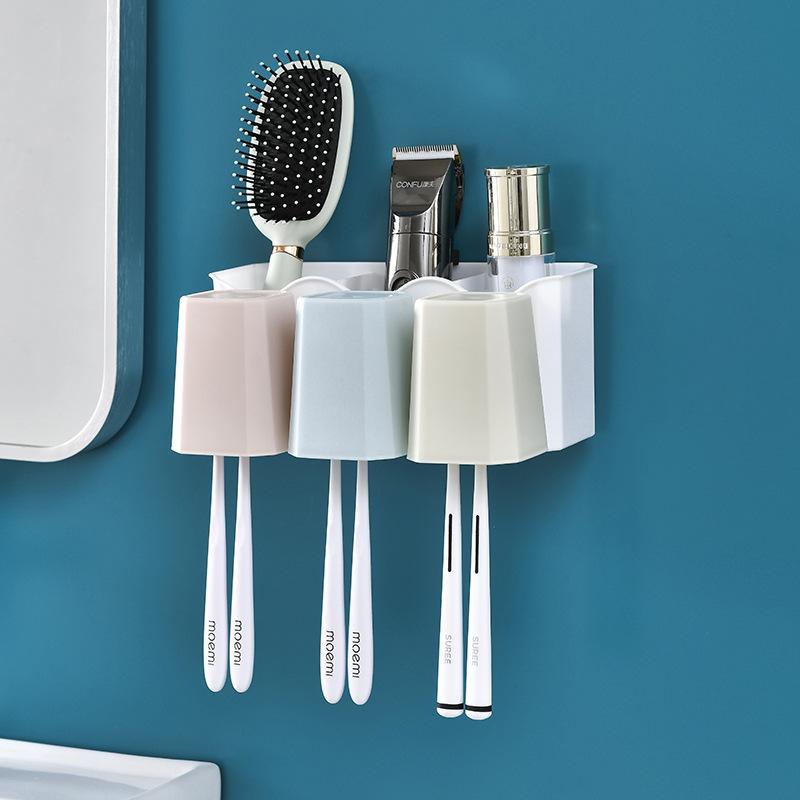 820 Bathroom Wall-Mounted Toothbrush Rack, Non-Punching Washing Cup, Toothpaste Storage Rack, Bathroom Washing Cup Set