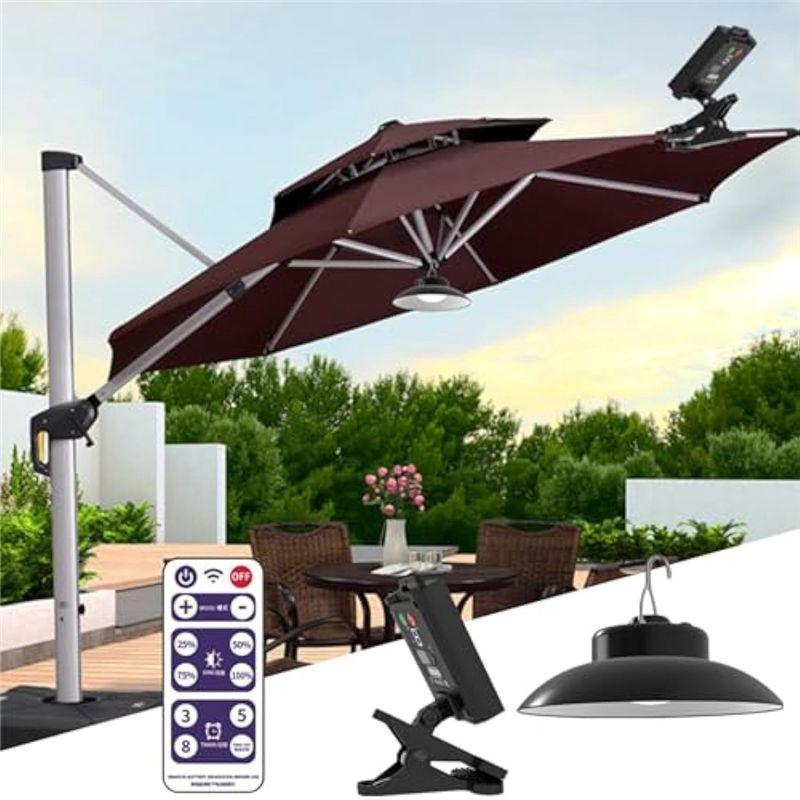 ABUL-Luce Solare per Ombrellone da Esterno Calda, Timer Controllo Remoto, Luce per Ombrellone Solare da Giardino per Esterno LED Dura