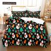 Merry Christmas Duvet Cover Set Twin King Queen Cartoon Santa Claus Bedding Set Polyester Christmas Gingerbread Man Quilt Cover