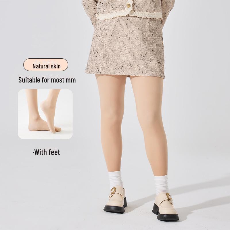 Bonas Women's Plus Velvet Thick Nude Stockings - Autumn/Winter Double Layer Skin Tone Pantyhose
