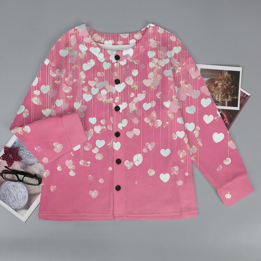 Women's Fashion  Long Sleeve Warm Knit Print Coat Top