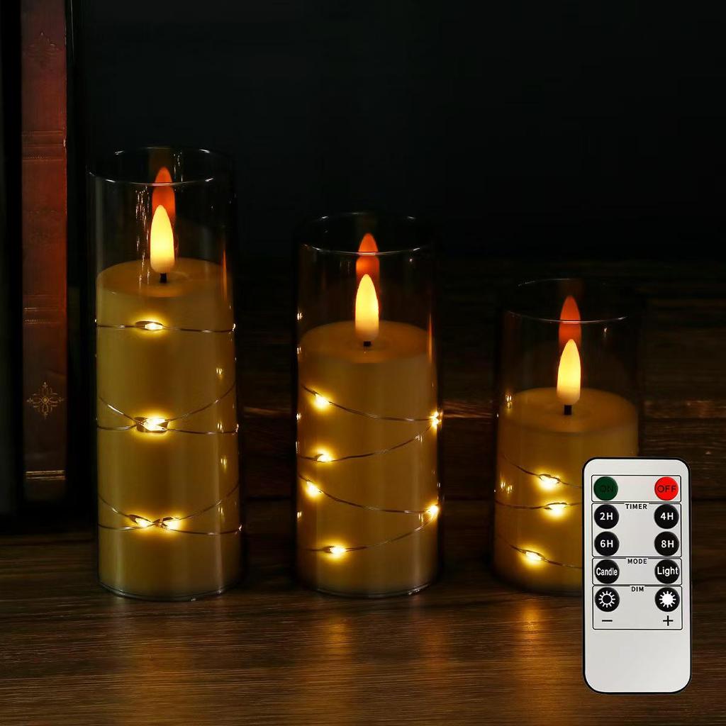 LED Electronic Candle Light Strip with Transparent Lampshade for Bar, Restaurant, KTV, Party, and Outdoor Camping Decor.