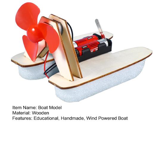 1 набор DIY Wind Powered Boat Model Kit Handmade Wooden Puzzle Hovership Building Crafts Kids STEM Educational Physics Science Experiment Toy