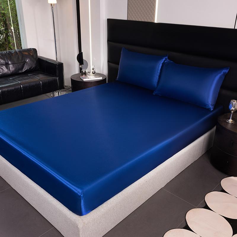 1 Stück Mode Rayon Satin Spannbettlaken Gummibänder für Bettlaken 160*200 Einzel Queen King Bett Spannbettlaken Ohne Kissenbezug