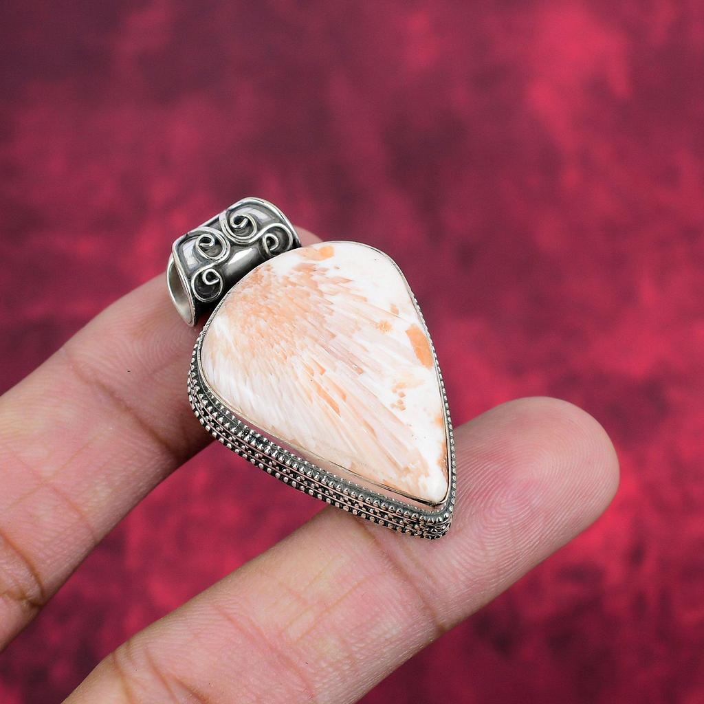Orange Scolecite Jewelry, 925 Solid Sterling Silver Pendant Handmade Gemstone Jewelry, Gifts For Wife Brand New Pendant