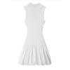 Sexy Knit Mini Dress Women Elegant Backless Sleeveless Puffy Dresses Female 2024 Spring Summer Party Fashion White Short Robe