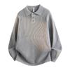Mens Oversized Knit Sweater With Collar Button-Up Design Winter Warm Loose Fit Casual Streetwear Pullover