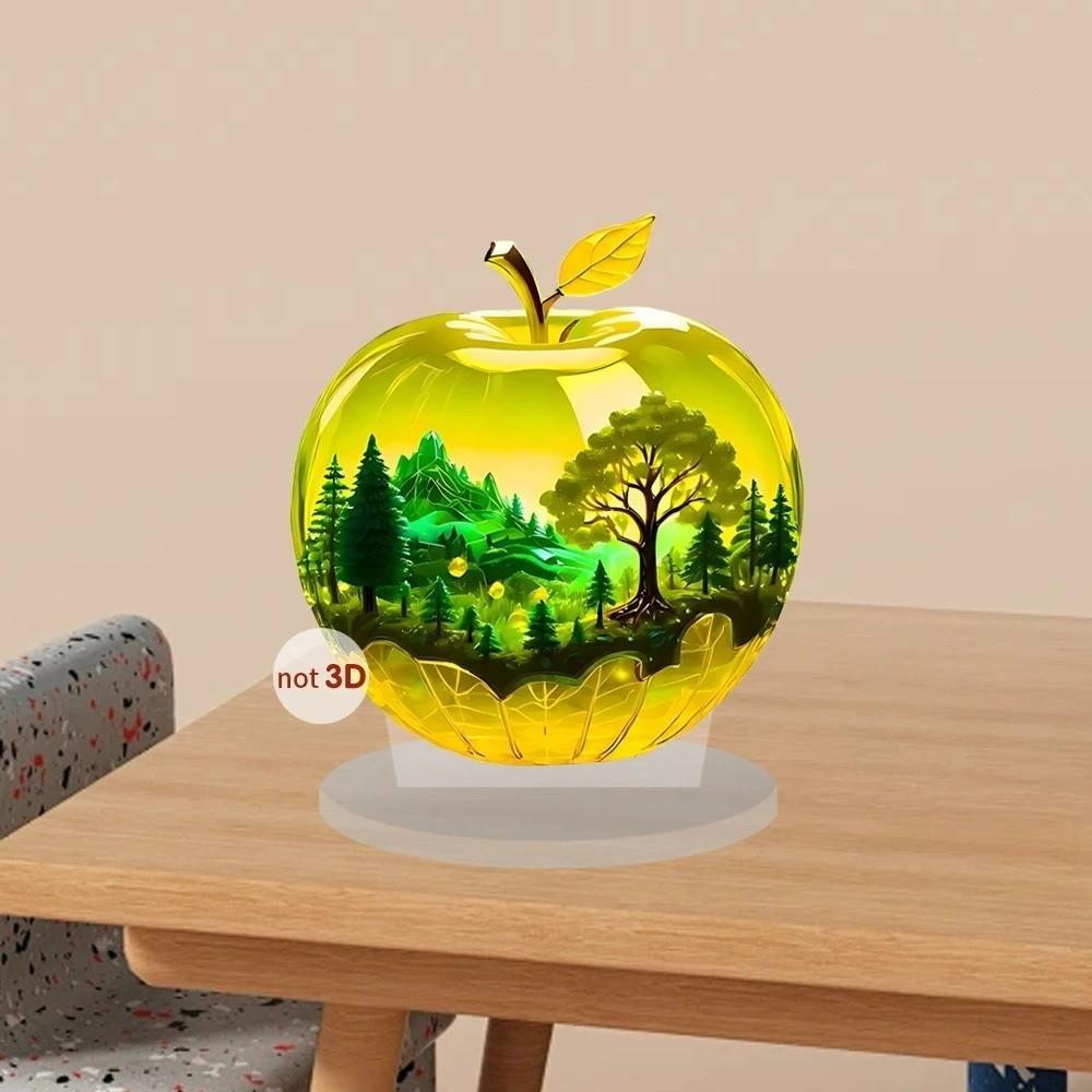Landscape Pattern Apple Shape Table Ornaments 2D Flat Statue Decor Trendy Crafts Gifts Home Decor