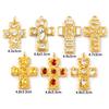 1 PC Gold Plated Cross Charms 304 Stainless Steel Inlaid Rhinestone Religious Pendants For DIY Jewelry Making Necklace Findings