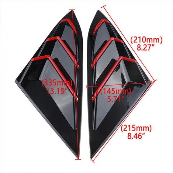 Window Side Louvers Vent Black &Red Accessories For Honda Civic Seden 2016-21 +
