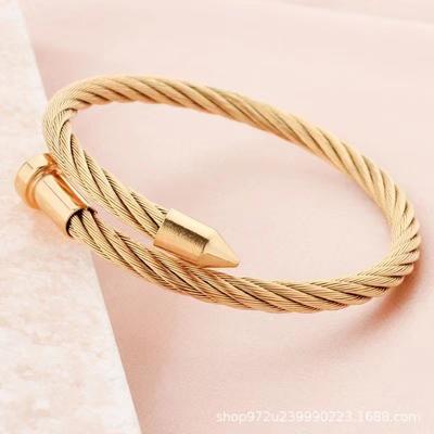 Round Nail Open Bangle - Stainless Steel, Minimalist Chic, Trendy & Stylish - Hot-selling Accessory