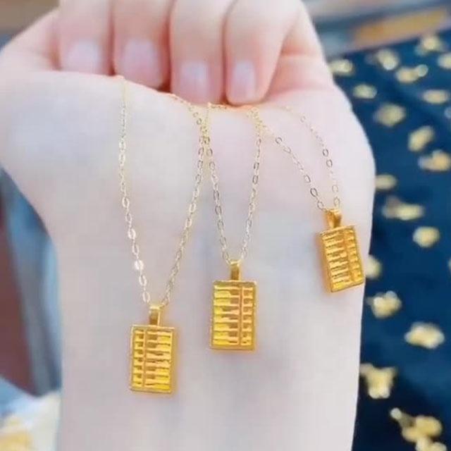 Xinfly 2023 Trendy Luxury Jewelry Fashion Solid 999 Pure 24K Gold Abacus Bead Lucky Charms Pendants 18K Gold Necklace