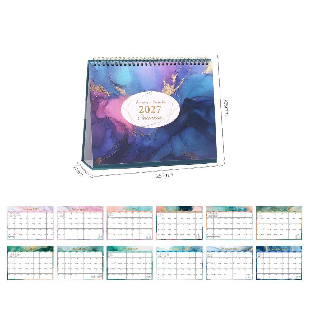 Jan. 2027 - Dec. 2027 Double-coil Calendar Foldable English Calendar  Home