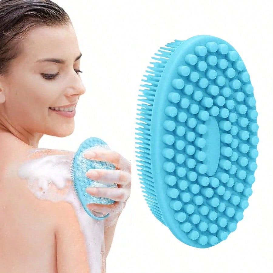 Cleaning Brush, Suitable For Shower, Silicone Shampoo & Body Wash Brush, Double-Sided Friction Bath Brush, Massage Bath Brush, Bathroom Cleaning Tool