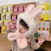 Kids Winter Hat Warm Plush Scarf Hats Thick Earflap Hooded Caps with Rabbit Ears Decoration for Boys Girls Ages 3-8