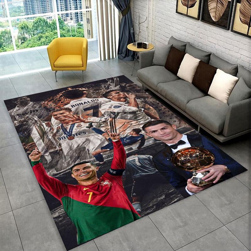 CR11 Koza R-Ronaldo Gwiazda Piłki Nożnej Dywanik do Pokoju Zabaw Sypialni Salonu Kanapy Wystrój Domu, Dywanik dla Dzieci Antypoślizgowa Mata Podłogowa