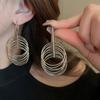 Exaggerated multi-layer circle geometric earrings, fashionable high-end temperament, ear hooks, cold wind earrings