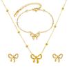 Elegant Bowknot Necklace Titanium Steel Bowknot Pendant Necklaces Butterfly Bow Clavicle Chain Party Jewelry for Women