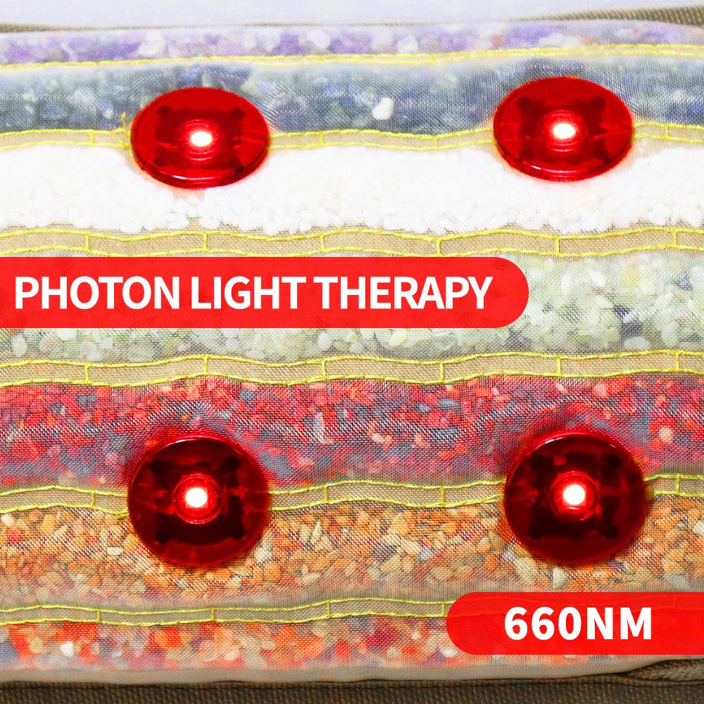 Far Infrared Heated Bolster Pillow Photon Light Therapy Massage Pillow With 7 Natural Jade Stone For Improve Blood Circulation