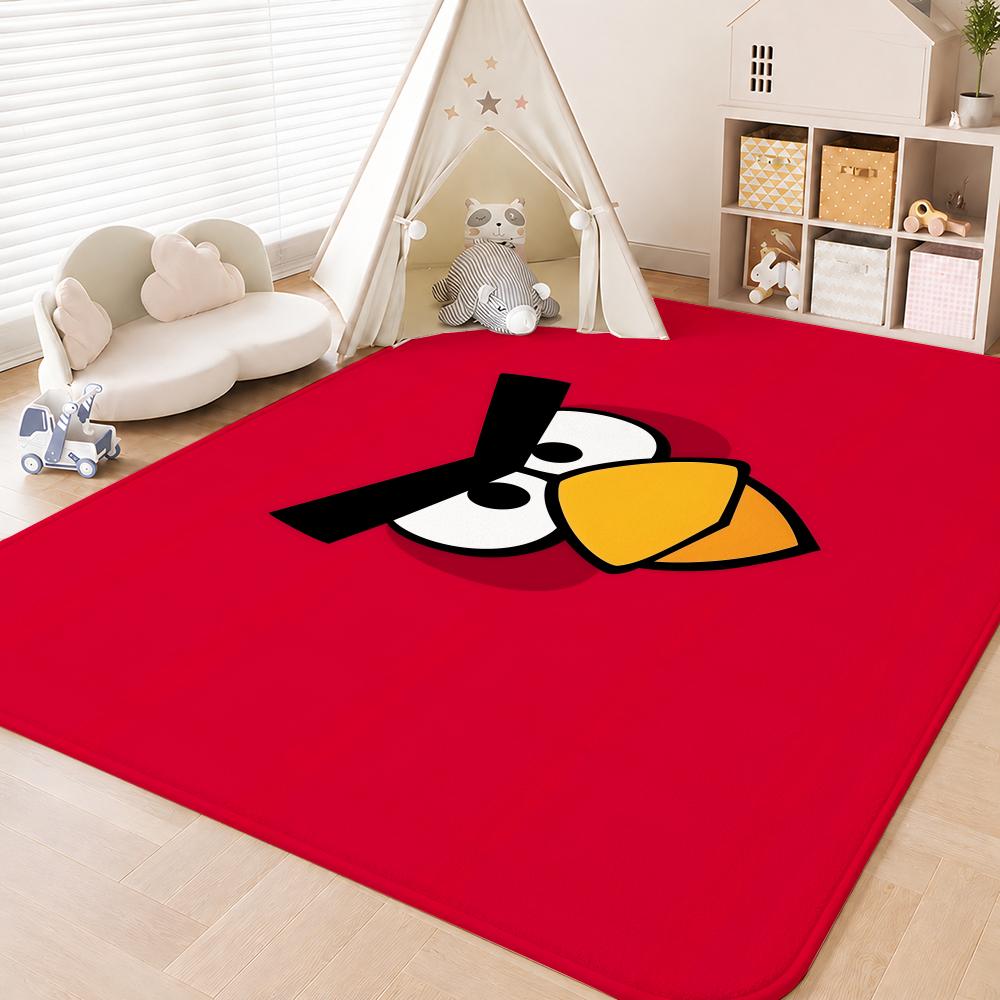 A-Angry Birds Game Floor Mat Floor Mat Soft Flannel Non-Slip Door  Rug for Living Room