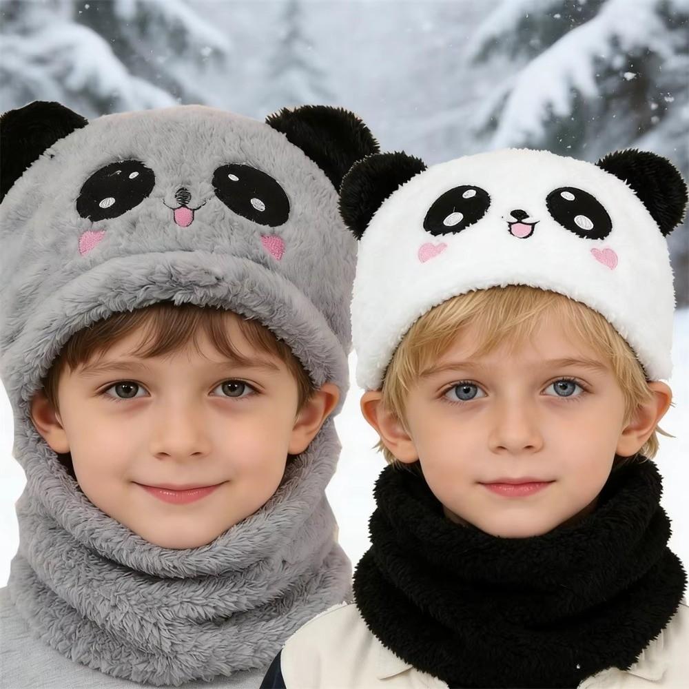 Fleece Children Beanie Caps Cartoon Warm Bonnet Scarf Fashion Kids Plush Hat Outdoor
