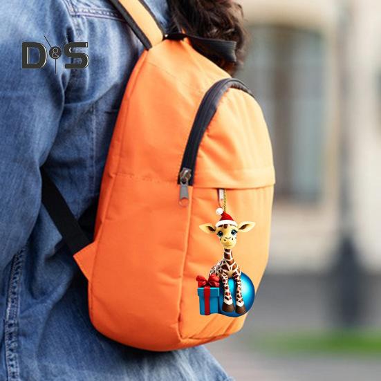 Giraffe Christmas Ornament Acrylic Cute Animal Pendant Cartoon Giraffe Hanging Ornament for Tree Car Animal Lovers Gift