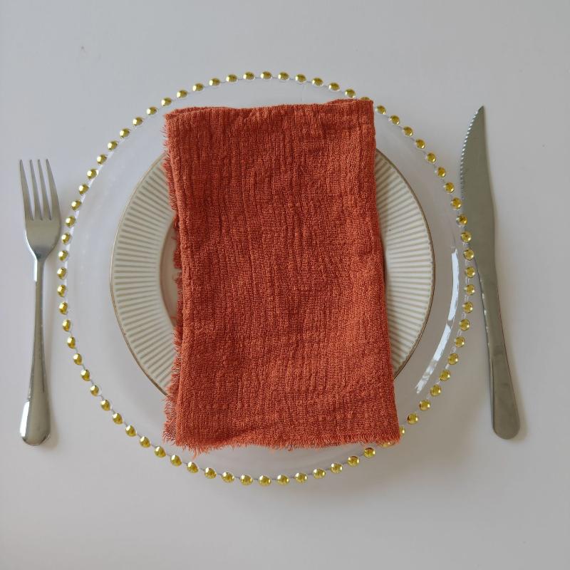 

10 шт. 32X32 см марлевая хлопковая салфетка многоразовое кухонное полотенце свадебная вечеринка рождественский декор стола ретро бахрома салфетка сожжены оранжевый