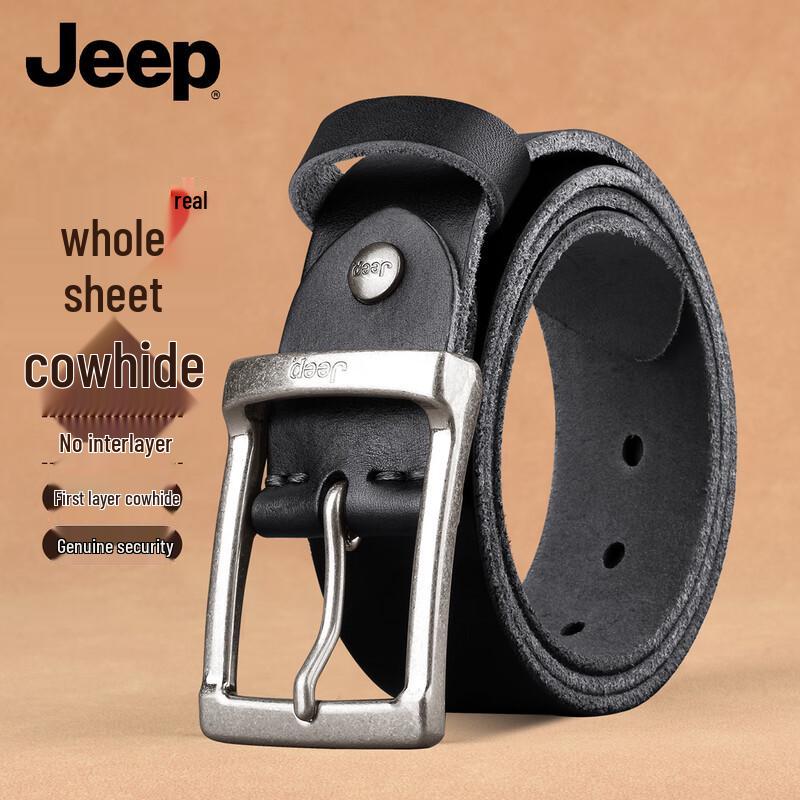JEEP Men s Genuine Leather Pin Buckle Belt 110-125cm