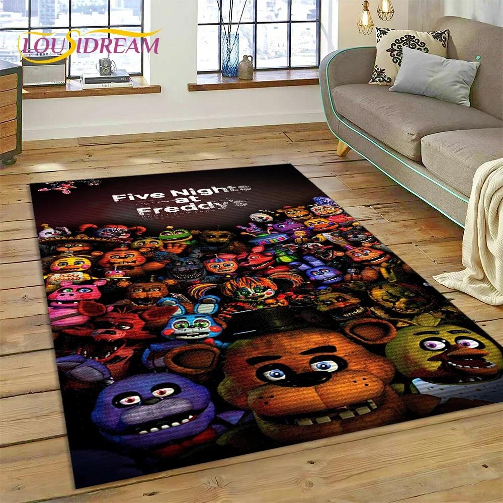 3D Hororová hra FNAF-F Freddy Koberec pro Obývací pokoj Ložnici Domácí Dekorace na Pohovku, Koberec do Dětského Herního Koutku Protiskluzová Podložka Dárek