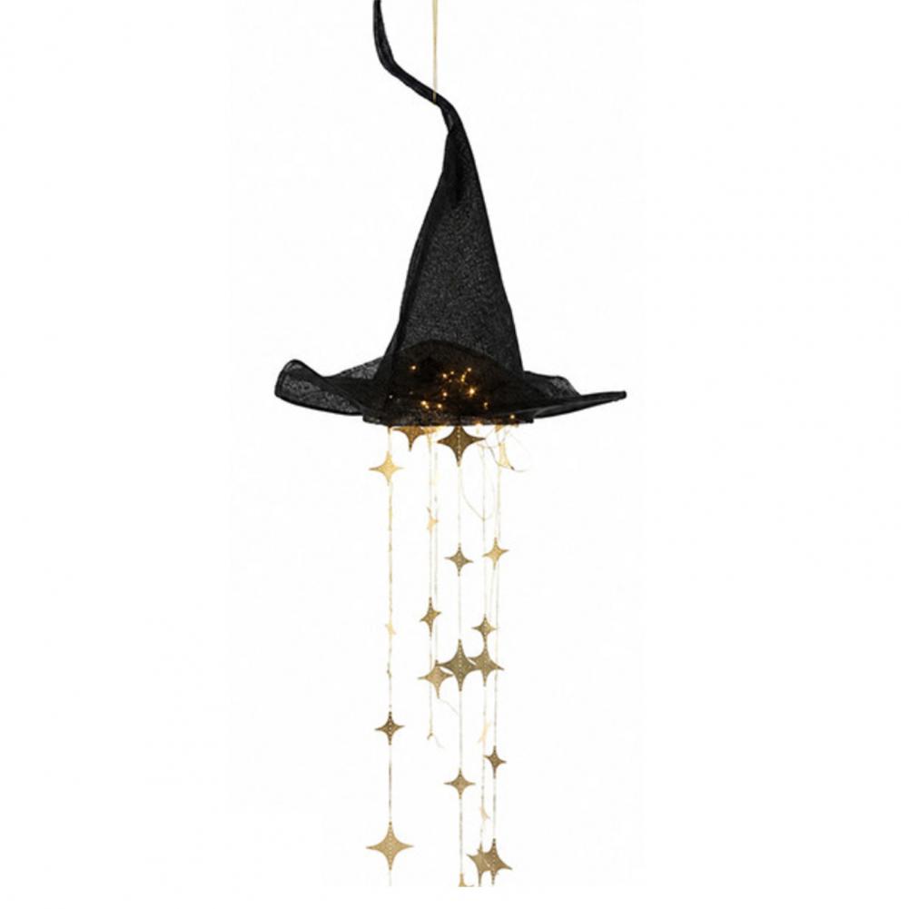 Indoor Seasonal Festive Accents Outdoor Porch Decor Witch Hat Hanging Chime Halloween Led Star Tassel Ornament Magical Porch