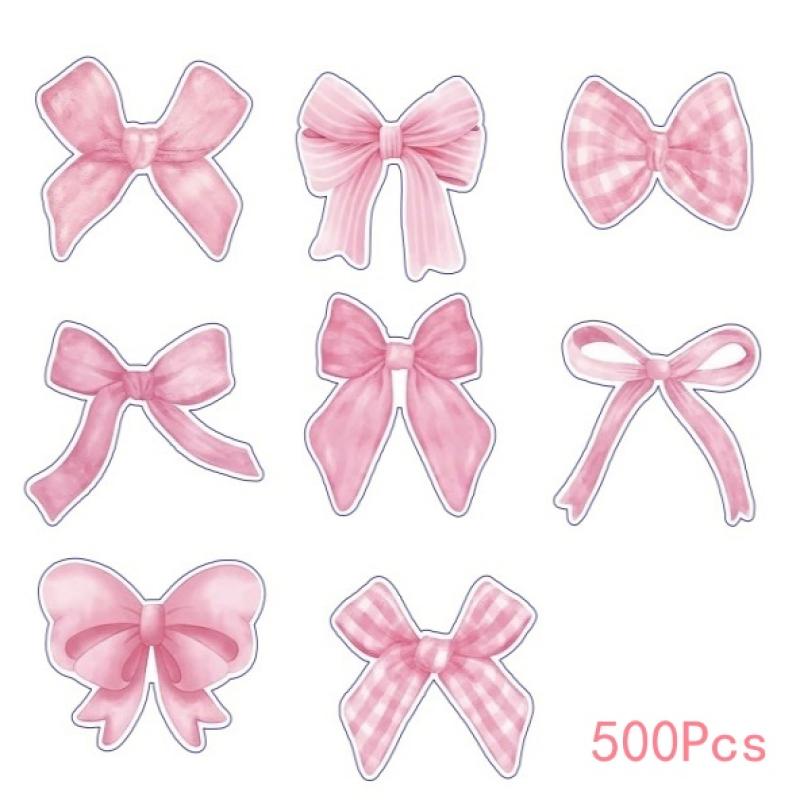 500 ark Tegneserie Sløyfe Klistremerker Rosa Sløyfe Forseglingsklistremerker Kreative DIY Dekorasjonsklistremerker Barn Belønningsetikett Gaver