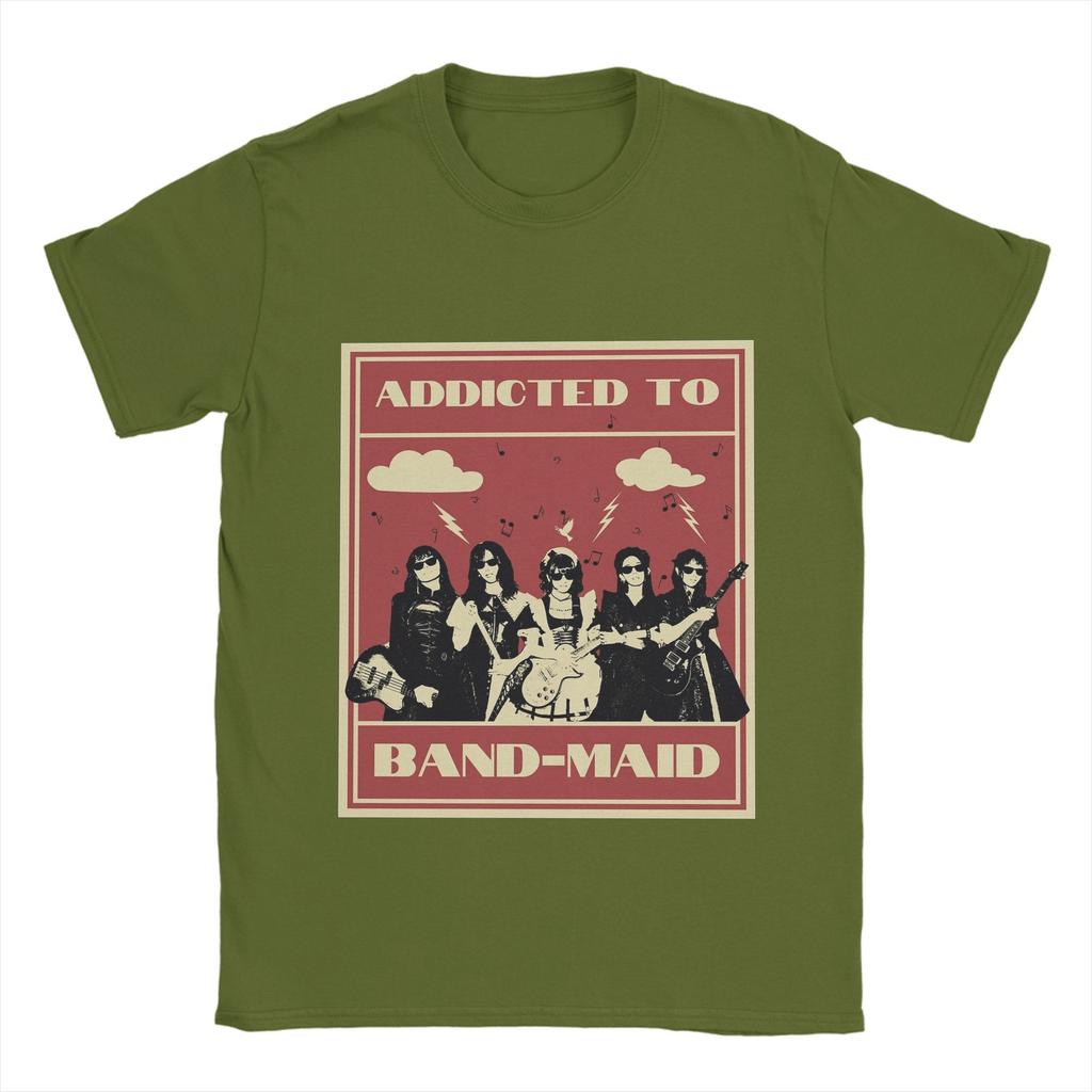 Męski T-shirt zespołu Band Maid 100% Bawełna Odzież Rekreacyjna Krótki Rękaw Okrągły Dekolt T-shirt Prezentowy