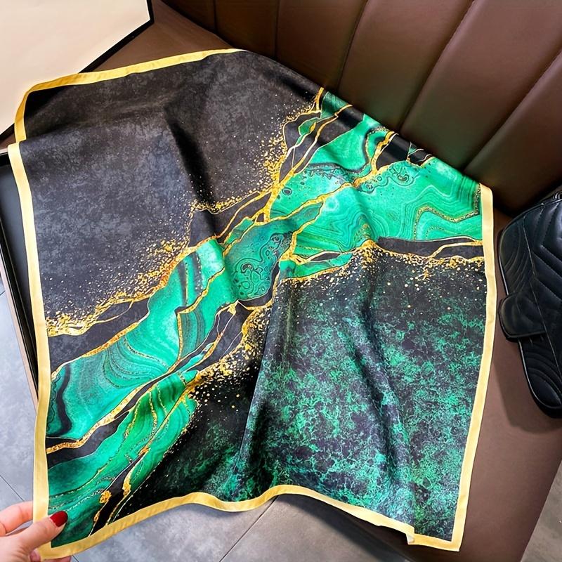 68Cm Retro Chain Printed Scarf Women'S Spring And Summer Thin Imitation Silk Scarf Retro Versatile Scarfs Headscarf Shawl
