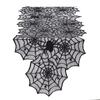 Halloween Spider Web Table Runner Black Lace Tablecloth Halloween Table Decor Festival Party Supplies