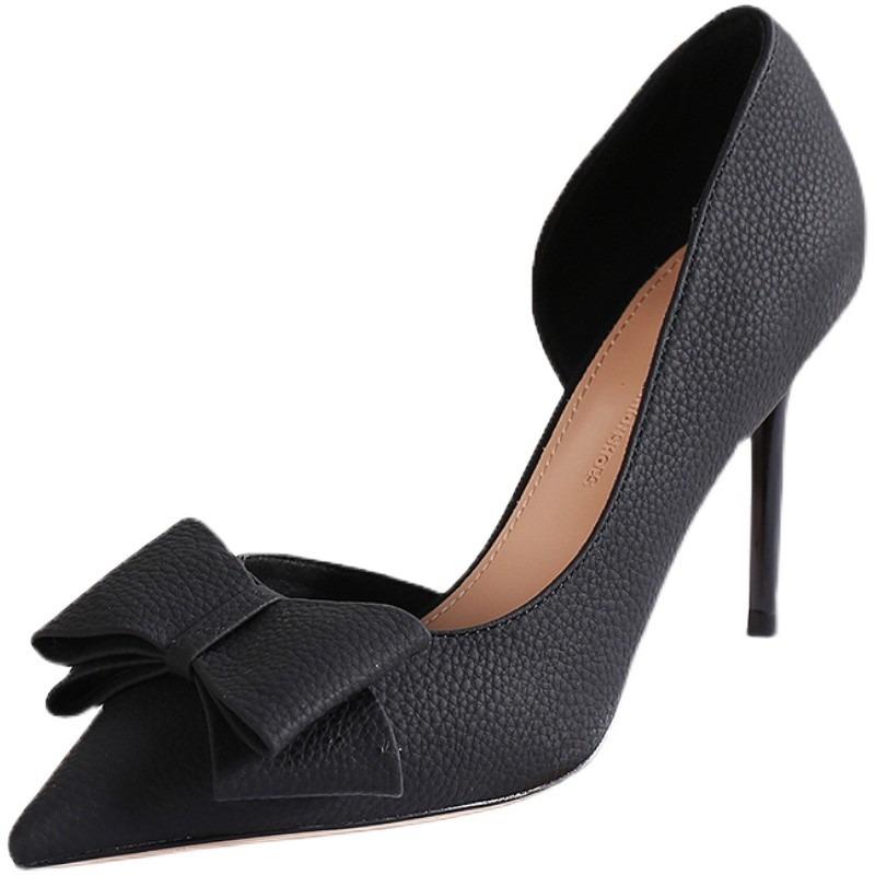 NEU Bowknot Pumps Damen Slip-On Weiche Pu Leder High Heels Schuhe Frau Sexy Spitzschuh Dünne Absätze Party Damen für