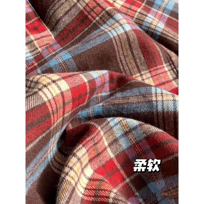 2025 Spring and Autumn New Shirt for Women Korean Version Retro Hong Kong Style POLO Collar Student Plaid Loose Jacket Shirt for Women