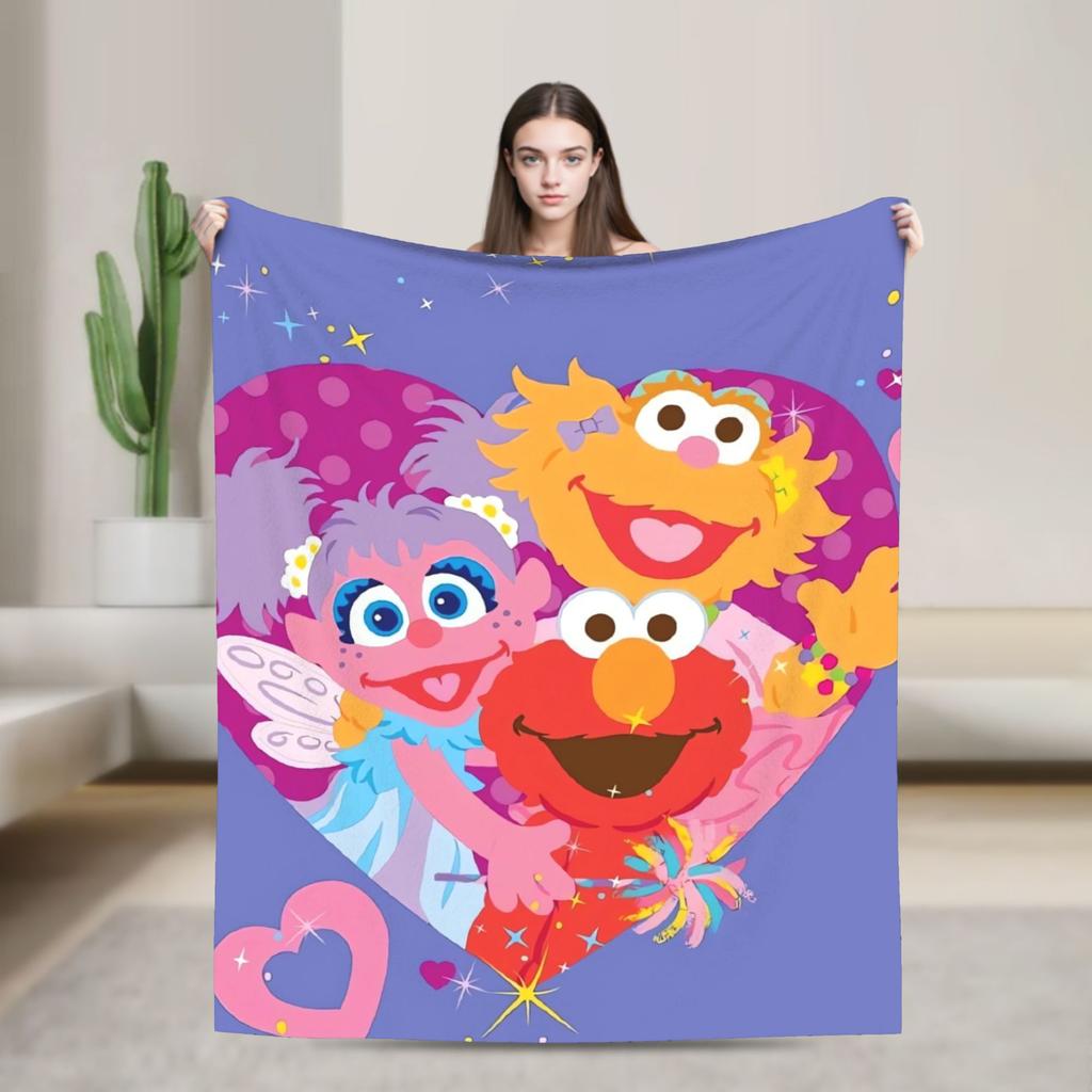 S-Sesames Streets Tango Elmo & Grover Blanket Soft Fluffy Plush Throw Blanket For Child Living Room Flannel Bedspread Bed Cover